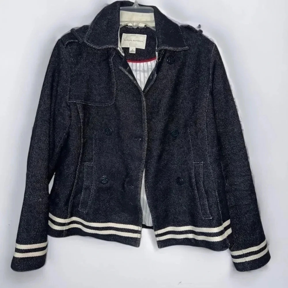 Banana Republic Navy Blue Wool Blend Coat Size S